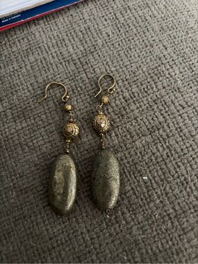 Gold-Tone Stone Drop Earrings - Gold